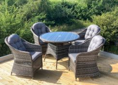 (3/P) RRP £1559. Florida 4 Seater Rattan Circular Dining Set. Dimensions: (Table 90cm Dia.H74cm,...