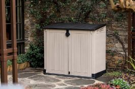 (25/P) RRP £129. Keter Store It Out Midi Beige/Brown 880L Capacity Outdoor Storage Box. Elegant W...