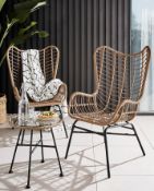(73/5A) RRP £359. Miami Bistro Rattan Lounge Set Natural OS884. Two Stylish Rattan Effect Chairs...