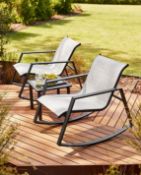 (33/5D) RRP £209. Aruba Bistro 3 Piece Rocker Set Grey. Relax In The Garden In Style With A Set O...