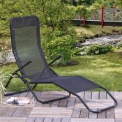 (68/5G) RRP £69. Siesta Reclining Lounger Black. Easily Moves From Upright To Recline. Foldable F...