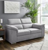 (2/P) RRP £1149. Ripley 2 Seater Sofa With Adjustable Headrests Grey. Headrests Can Be Set Uprigh...