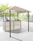 (47/P) RRP £239. 2.4M BBQ & Bar Gazebo Cream/Light Brown. Ideal To Host A Garden Party. Powder Co...