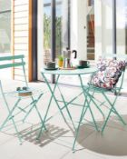 (70/5D) RRP £119. Palma Bistro Dining Set Spearmint Green. Foldable For Easy Storage. Dimensions:...