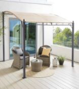 (38/P) RRP £229. 2.5M Wall Mounted Gazebo Natural. Powder Coated Steel Frame & Polyester Waterpro...
