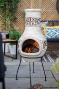 (20/P) RRP £88. La Hacienda Tulum Clay Chimenea Whitewash. Perfect For Gathering Around With Fami...