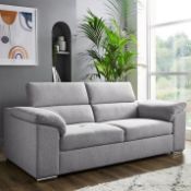 (1/P) RRP £1359. Ripley 3 Seater Sofa With Adjustable Headrests Grey. Headrests Can Be Set Uprigh...