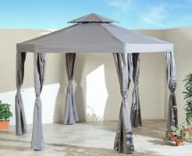 (44/P) RRP £239. 3.3M Hexagonal Gazebo Grey/Black.