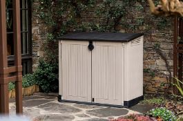 (15/P) RRP £129. Keter Store It Out Midi Beige/Brown 880L Capacity Outdoor Storage Box. Elegant W...