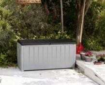 (60/P) RRP £90. Keter Novel Deck Box Grey/Black. 340L Storage Capacity. Combines An Attractive, C...