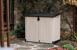 (11/P) RRP £129. Keter Store It Out Midi Beige/Brown 880L Capacity Outdoor Storage Box. Elegant W...