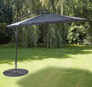 (43/P) RRP £109. Elton 3M Cantilever Parasol Grey. Overhanging Canopy Can Be Rotated And Is Simpl...