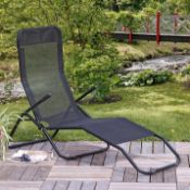 (66/5G) RRP £69. Siesta Reclining Lounger Black. Easily Moves From Upright To Recline. Foldable F...
