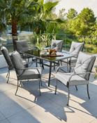 (5/P) RRP £779. Siena Cushioned 6 Seater Dining Set Charcoal. Dimensions: (Chair H92 x W57 x D67c...