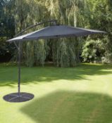 (42/P) RRP £109. Elton 3M Cantilever Parasol Grey. Overhanging Canopy Can Be Rotated And Is Simpl...