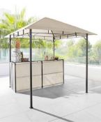 (49/P) RRP £239. 2.4M BBQ & Bar Gazebo Cream/Light Brown. Ideal To Host A Garden Party. Powder Co...