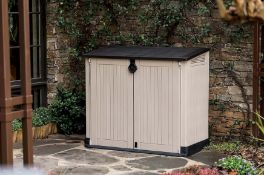 (14/P) RRP £129. Keter Store It Out Midi Beige/Brown 880L Capacity Outdoor Storage Box. Elegant W...