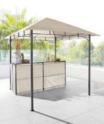 (50/P) RRP £239. 2.4M BBQ & Bar Gazebo Cream/Light Brown. Ideal To Host A Garden Party. Powder Co...