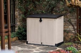 (21/P) RRP £129. Keter Store It Out Midi Beige/Brown 880L Capacity Outdoor Storage Box. Elegant W...