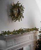(16/1B) 1x Christmas Fluffy Dog LED Set. 1x 2 Piece Pre Lit Gold Wreath And Garland. 12x TNT Cele...