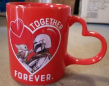 (135/2F) 17x Disney Star Wars Mandalorian & Baby Yoda Mug Red RRP £3 Each. 8x Love Is Love Glass...