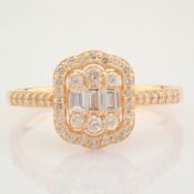 Certificated 14K Rose/Pink Gold Diamond Ring (Total 0.51 ct Stone)