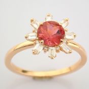 Certificated 14K Rose/Pink Gold Baguette Diamond & Diamond Ring (Total 1.27 ct Stone)
