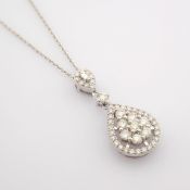 Certificated 14K White Gold Baguette Diamond & Diamond Pendant (Total 0.89 ct Stone)