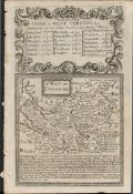 Britannia Depicta E Bowen c1730 Map Roads from York Leeds Manchester Chester
