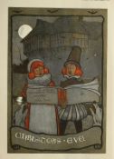 Christmas Eve Rare Victorian 1900 Cecil Aldrin Antique Print.