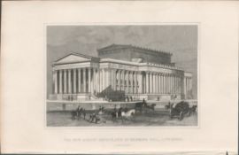 Antique 1850 Liverpool St Georges Hall Engraved Illustration