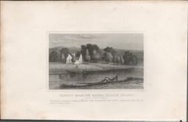 Magna Carta Island Surrey 1850 Antique Steel Engraved Illustration.