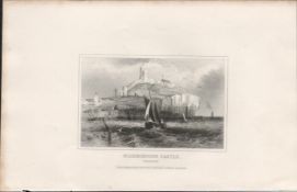 Scarborough Castle Yorkshire 1850 Antique Steel Engraving.