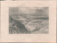 Stonehaven Scotland Antique 1842 Steel Engraving.