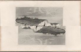 White Cliffs of Dover 1850 Antique Steel Engraved Illustration.