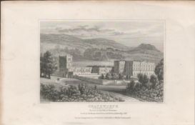Chatsworth House Derbyshire 1850 Antique Steel Engraved Illustration.