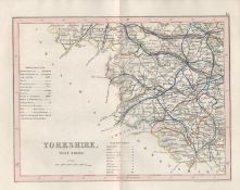 Yorkshire West Riding 1850 Antique Steel Engraved Map Thomas Dugdale