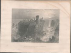 Peterhead Slaines Castle Antique 1842 Steel Engraving.
