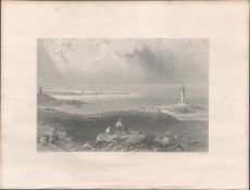 Peterhead Scotland Antique 1842 Steel Engraving.