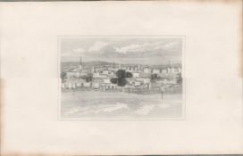 Leicester Town 1850 Antique Steel Engraved Illustration.