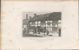 Shakespeare Strafford Upon Avon 1850 Antique Steel Engraved Illustration.