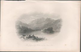 Antique Print 1850’s Macgillycuddy Reeks Kerry.