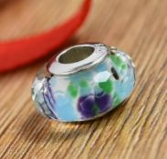 New! Charms De Memoire Tropical Sea Glass Bead Charm in Platinum Plated Silver