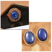 New! Lapis Lazuli Ring in Bronze & Lapis Lazuli Earrings