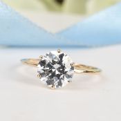 New! J Francis 9K Yellow Gold Solitaire Ring Made with SWAROVSKI ZIRCONIA