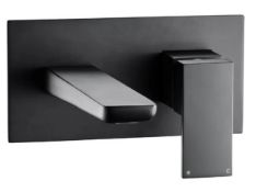 RRP £139. Designer Black Matt, Wall Mounted Basin Mixer Tap. TAP1098B. Appears New Unused.