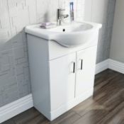Salerno White 650 Vanity Unit. MODW6501. 259647. Appears Unused. Unit Only