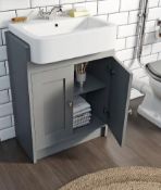 Camberley Satin Grey Semi Recessed 600mm Vanity Unit. CAM600GR. Appears Unused. Unit Only