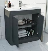 Carter 2 Slate Floor-Door Vanity Unit. 800mm. CWMFSK800GR. Appears Unused. Unit Only