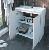Larsen White Gloss Vanity Unit 800mm. 1809FL80W. Appears Unused. Unit Only